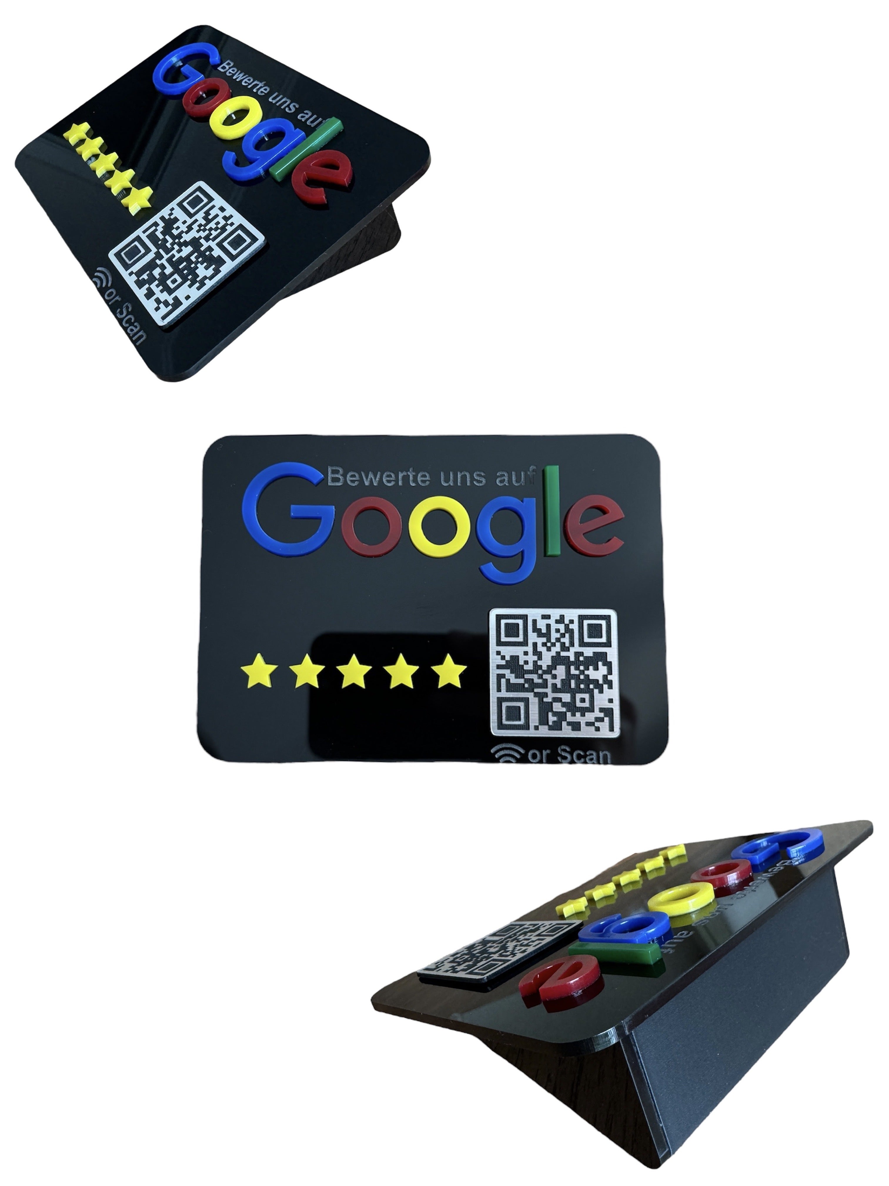 Google Bewertung Aufsteller Schild für Unternehmen Läden Shops Restaurants. QR Code und NFC