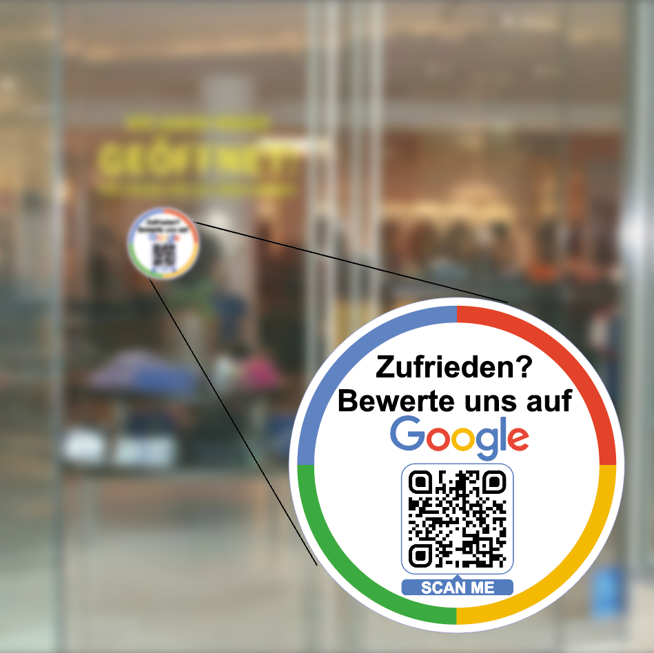 Google Bewertungs Aufkleber 4St 10cm Durchmesser mit QR Code