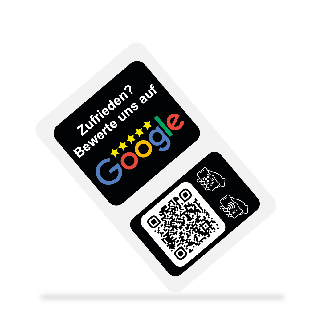 Google Bewertungs NFC Visitenkarte mit QR Code Schwarz