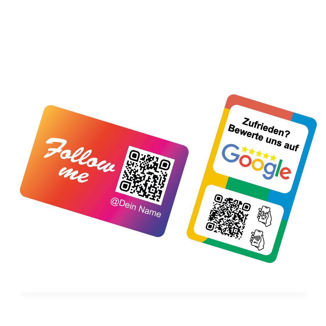 Google Bewertungs/Instagram NFC Visitenkarte mit QR Code