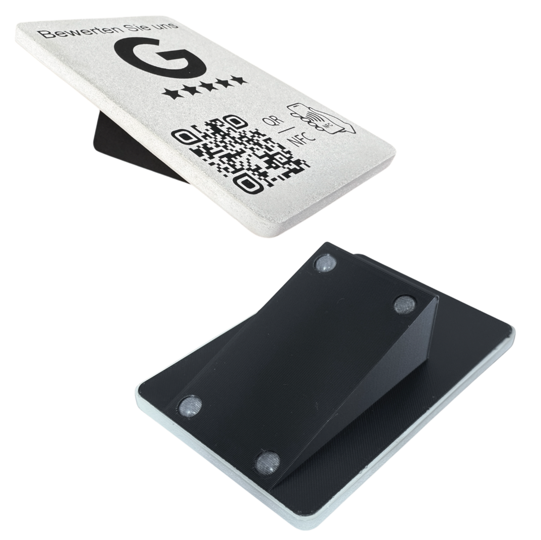 Google Bewertung Aufsteller Schild Beton für Unternehmen Läden Shops Restaurants. QR Code und NFC