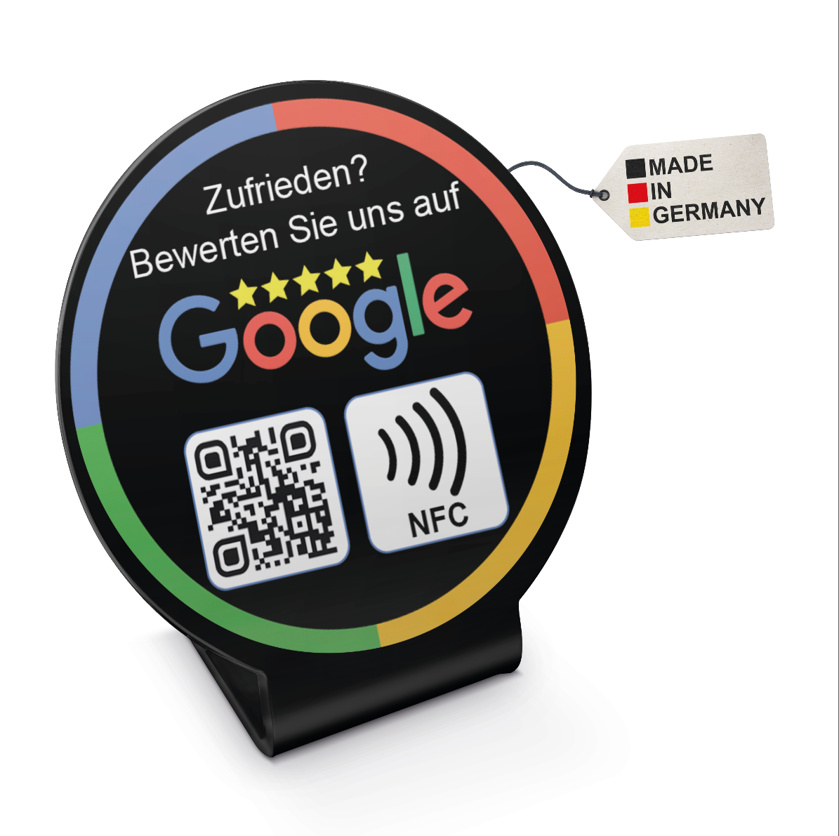 Aufsteller für Google Bewertung NFC Aufsteller, Acryl, fertig eingerichtet, mit NFC und QR-Code für einfache Kundenbewertungen