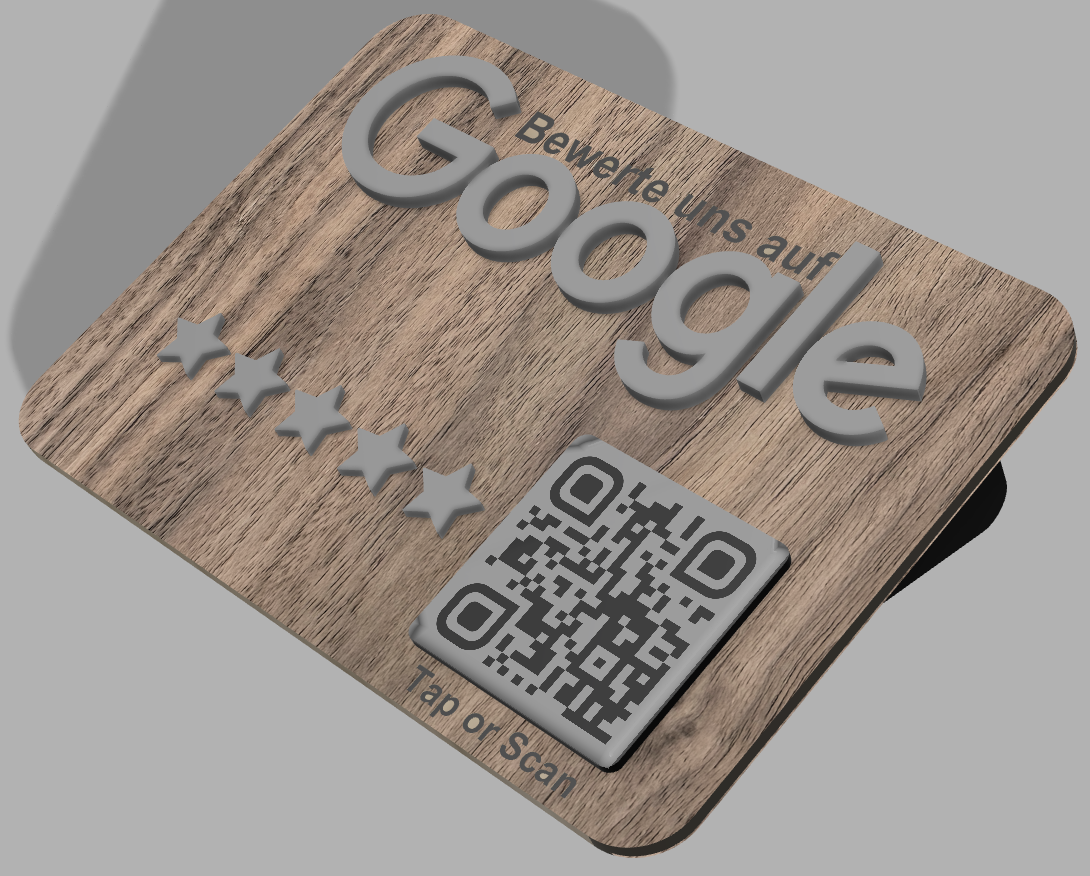 Google Bewertung Aufsteller Schild für Unternehmen Läden Shops Restaurants. QR Code und NFC