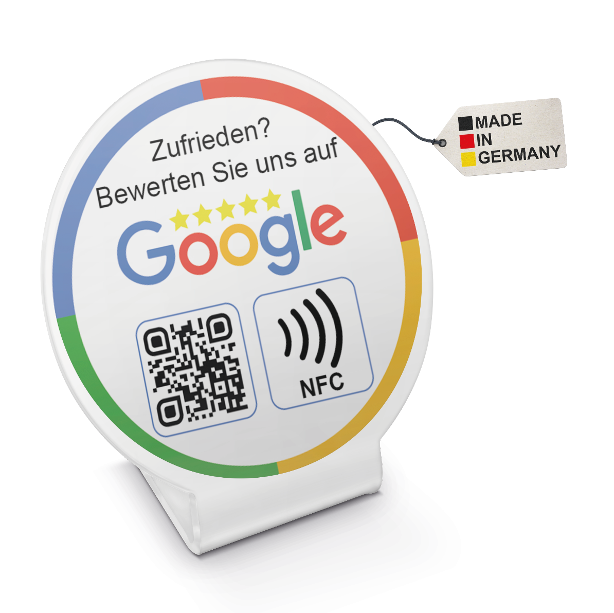 Fertig eingerichteter Acryl NFC Aufsteller für Google Bewertungen - 1 oder 2 Stück, mit QR-Code für einfache Kundenfeedback
