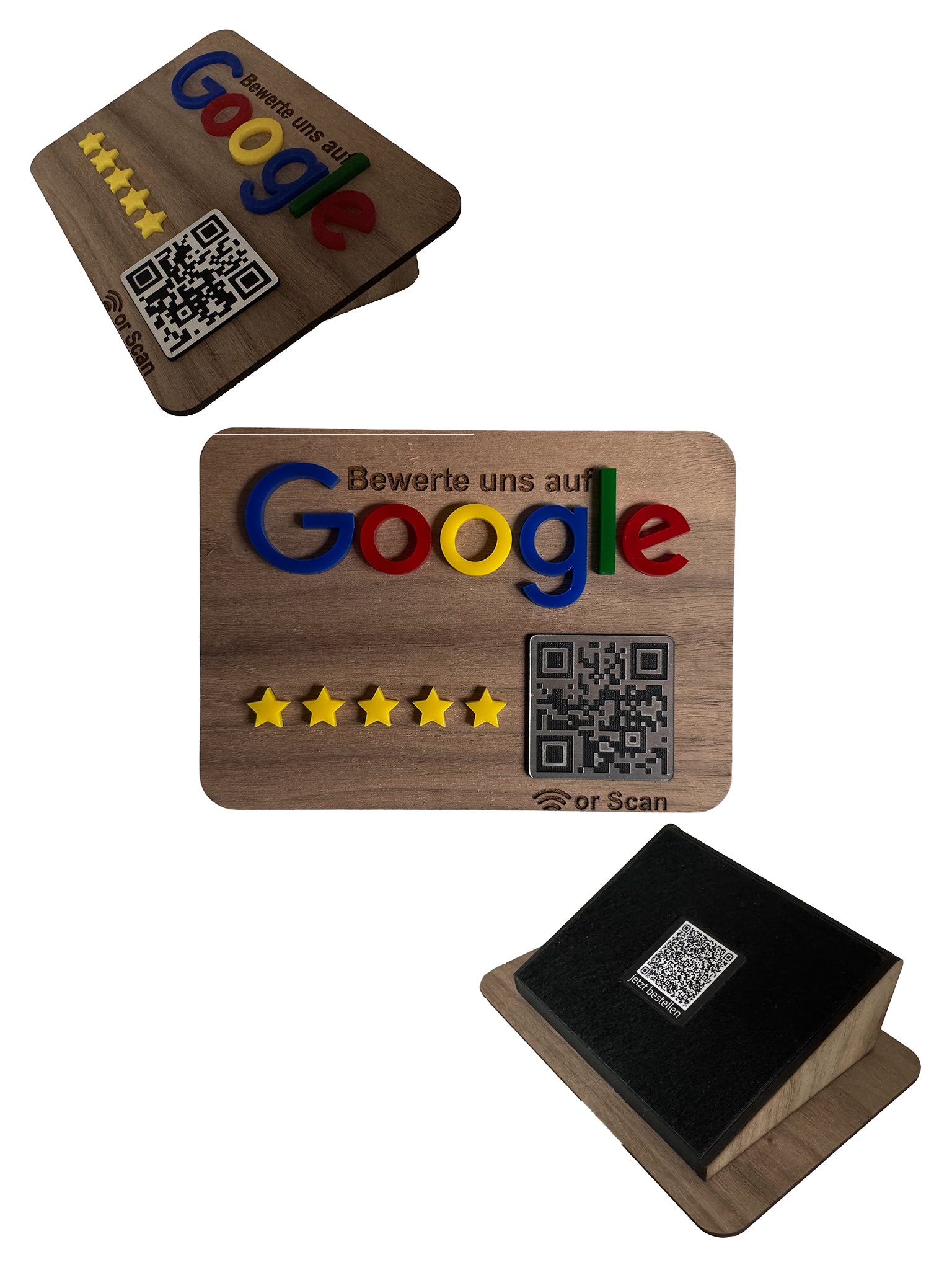 Google Bewertung Aufsteller Schild für Unternehmen Läden Shops Restaurants. QR Code und NFC