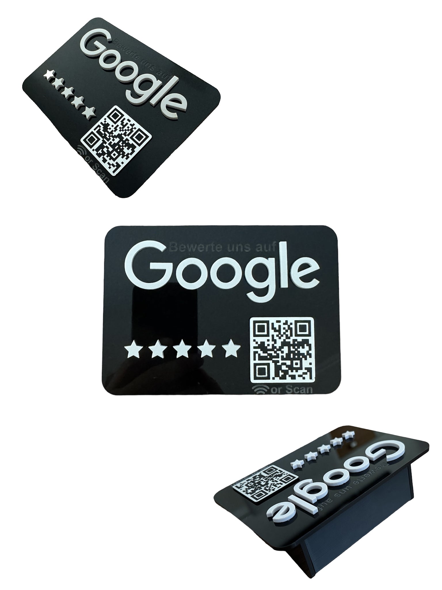 Google Bewertung Aufsteller Schild für Unternehmen Läden Shops Restaurants. QR Code und NFC