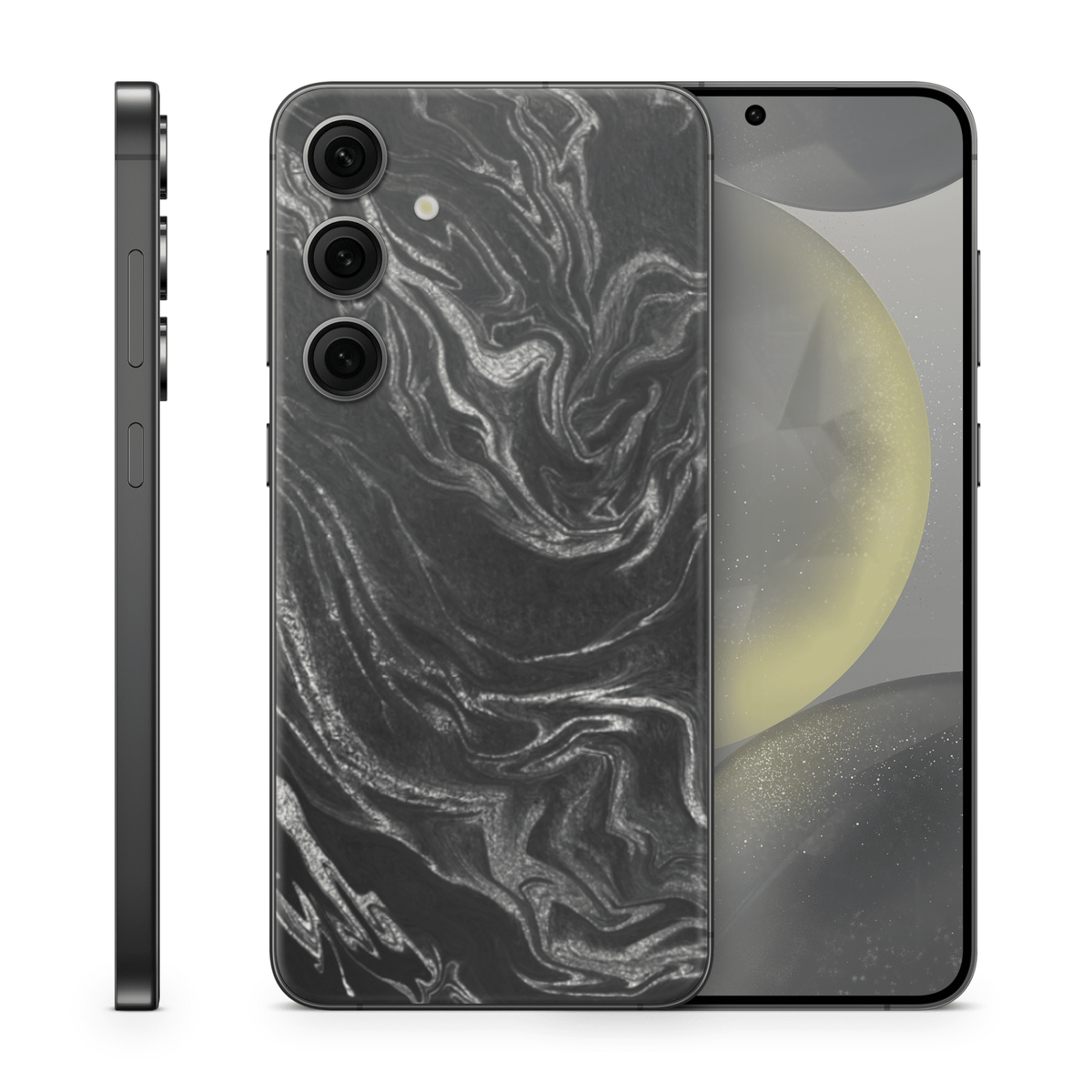 Galaxy S24 Plus Skin Black Silver - TF Skins UG