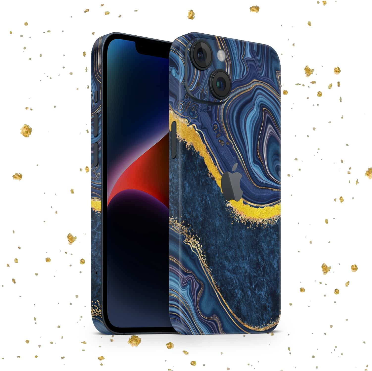 iPhone 13 Skin mit 24K Gold Luxury Blue