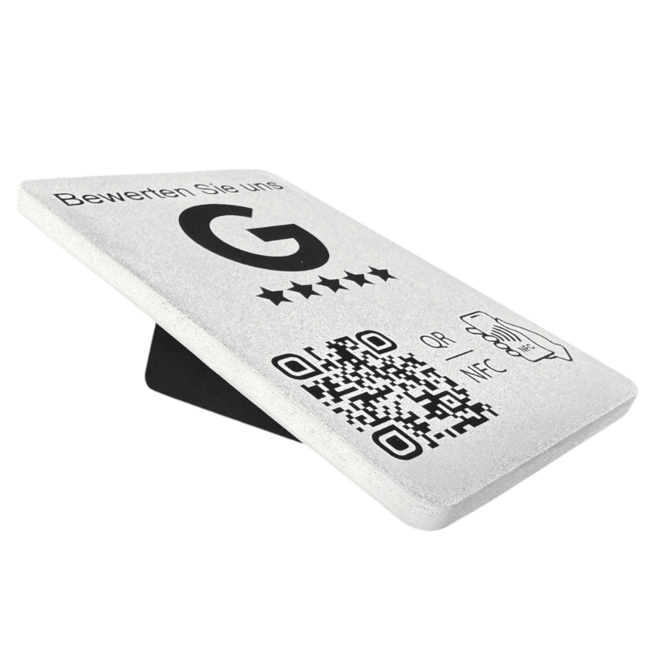 Google Bewertung Aufsteller Schild Beton für Unternehmen Läden Shops Restaurants. QR Code und NFC - TF Skins UG