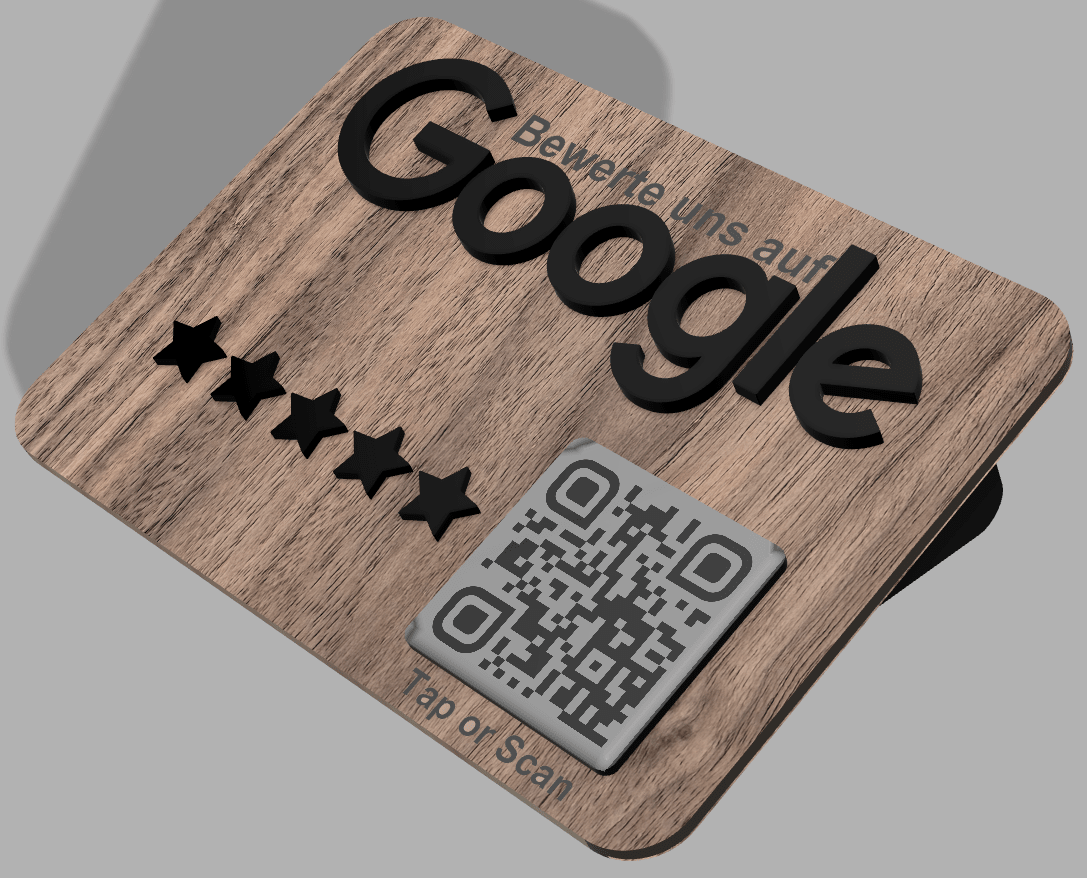Google Bewertung Aufsteller Schild für Unternehmen Läden Shops Restaurants. QR Code und NFC - TF Skins UG