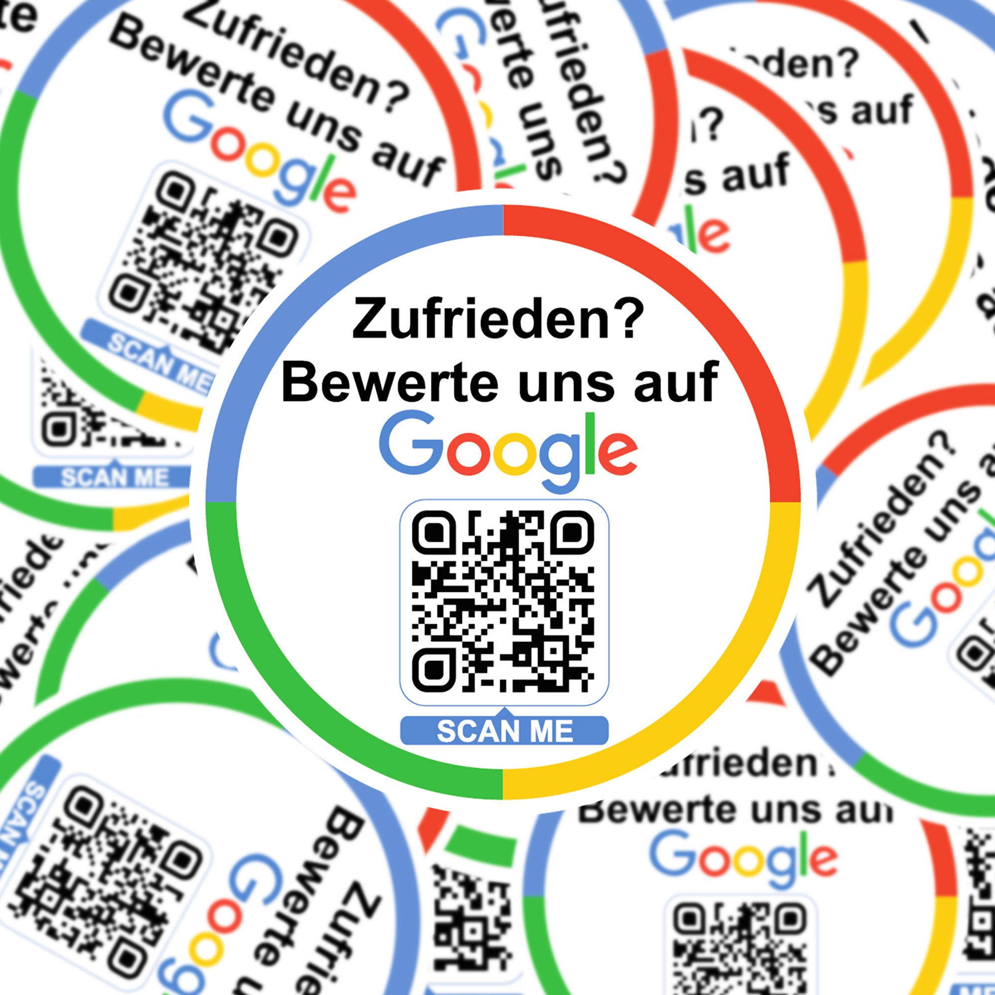 Google Bewertungs Aufkleber 4St 10cm Durchmesser mit QR Code