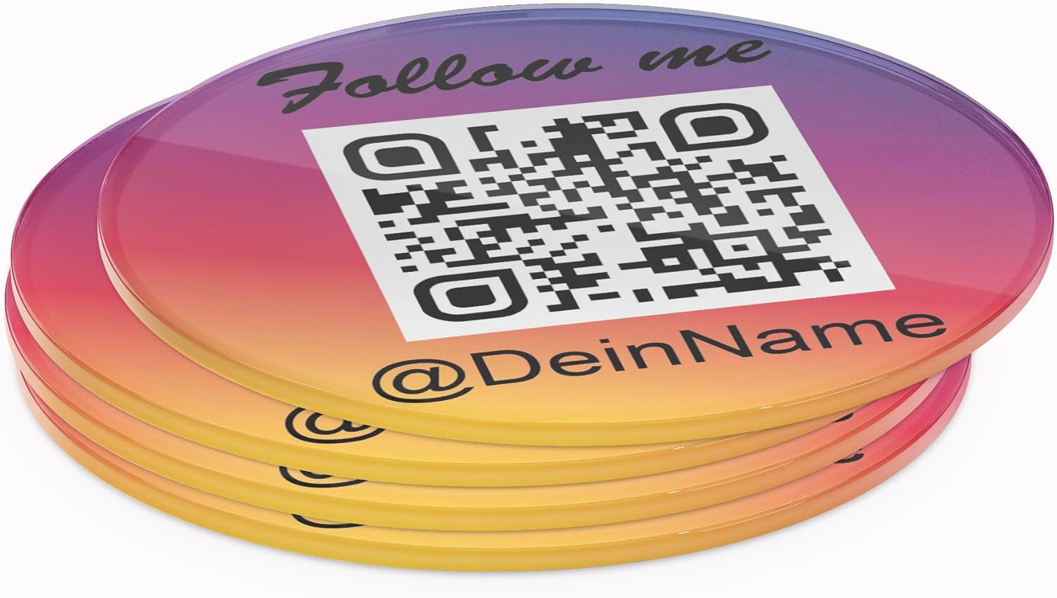 Instagram Acryl Aufsteller rund 10cm Durchmesser mit QR Code