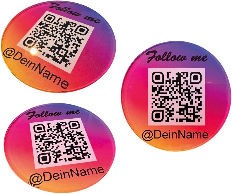 Instagram Acryl Aufsteller rund 10cm Durchmesser mit QR Code