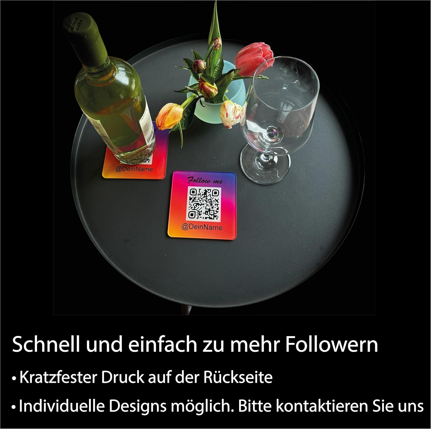 Instagram Acryl Aufsteller eckig 10cm Durchmesser mit QR Code