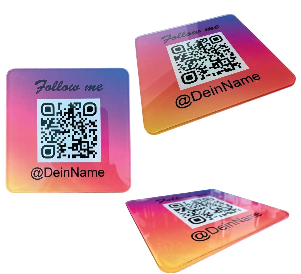 Instagram Acryl Aufsteller eckig 10cm Durchmesser mit QR Code