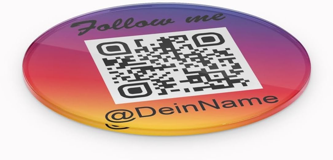 Instagram Acryl Aufsteller rund 10cm Durchmesser mit QR Code