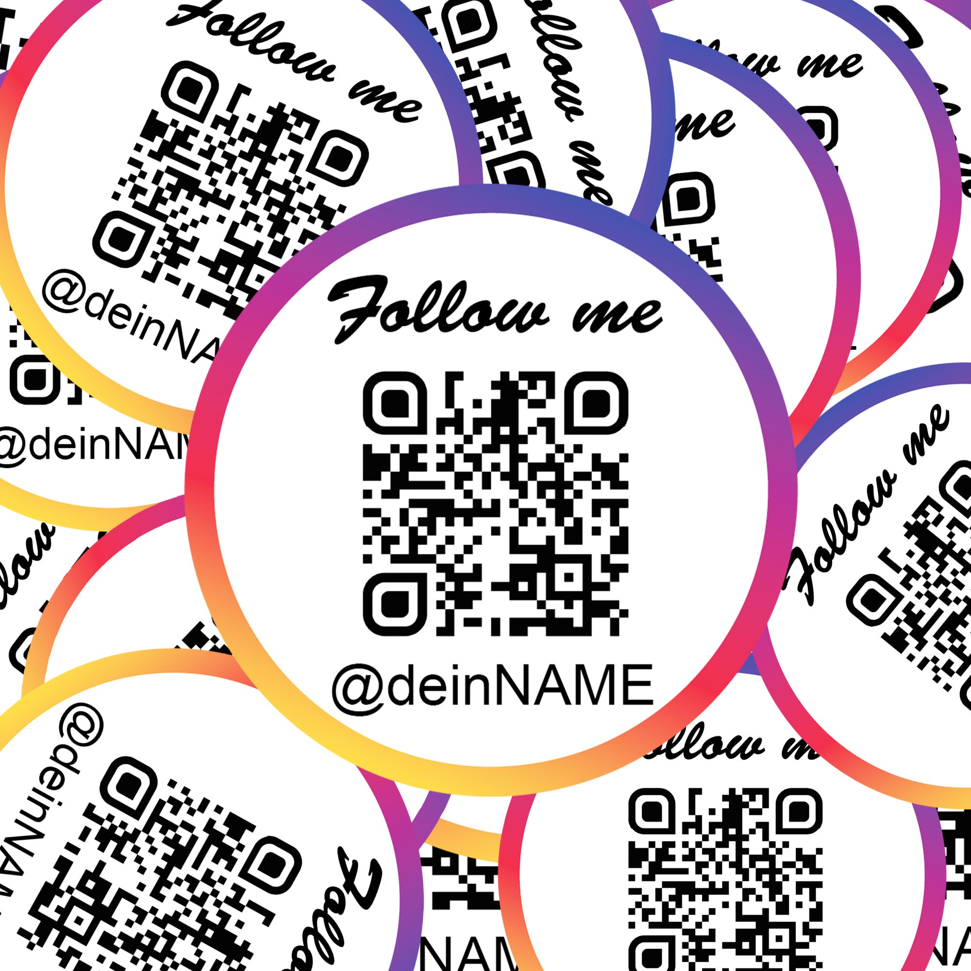 Instagram Aufkleber 4St 10cm Durchmesser mit QR Code