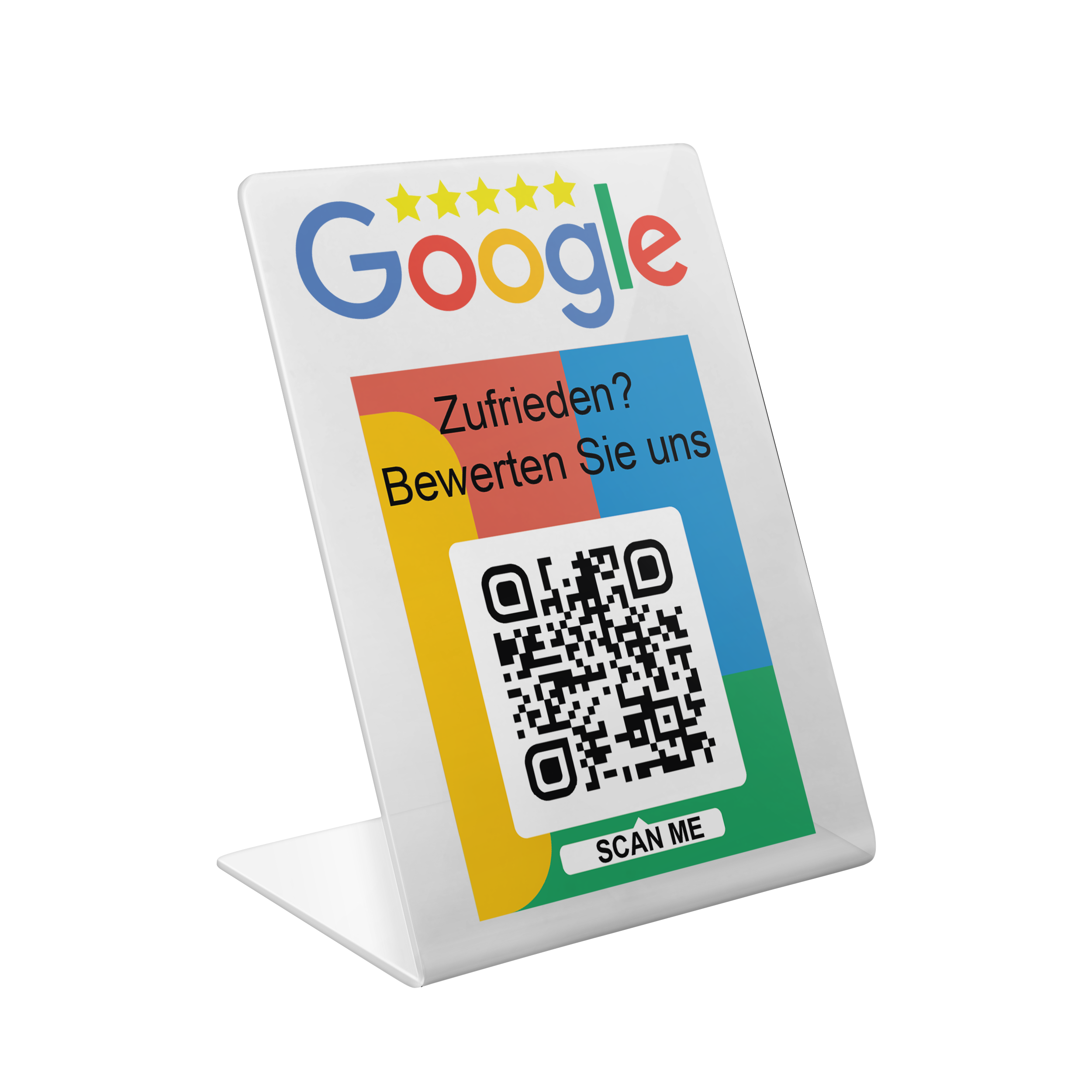 Google Bewertung Aufsteller Schild für Unternehmen Läden Shops Restaurants. QR Code und NFC V3