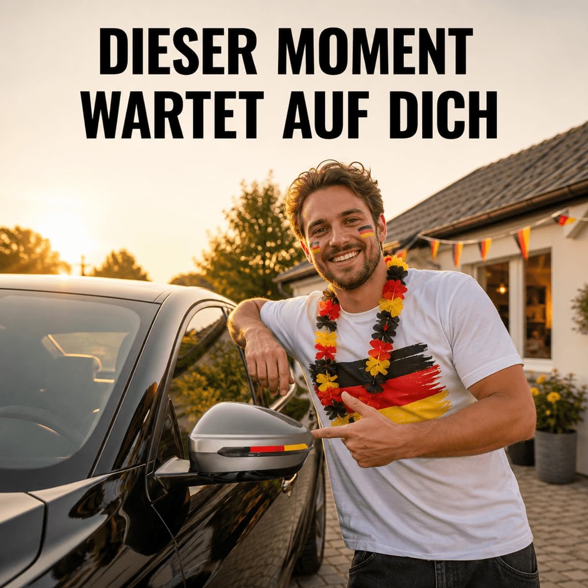 Deutschland Aufkleber für Autospiegel – Fan-Sticker – UV-beständig & Waschstraßenfest