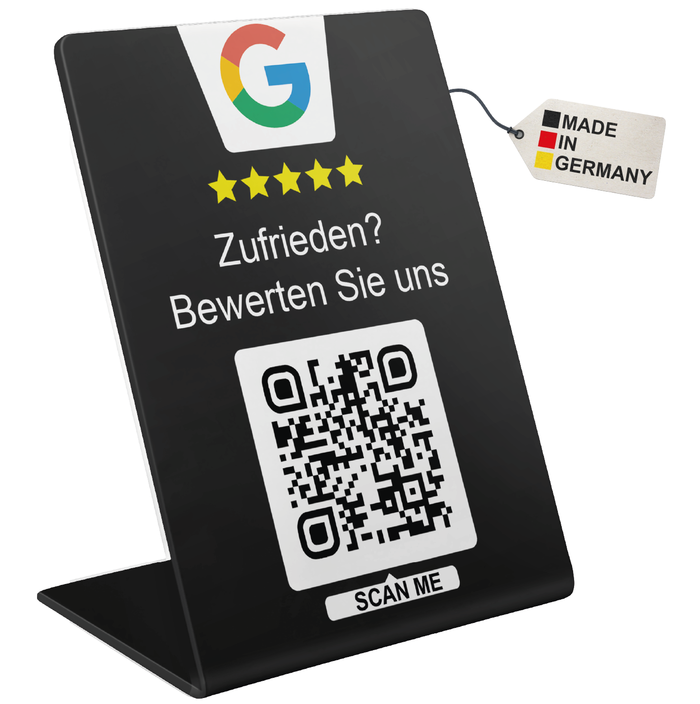 Google Bewertung Aufsteller Schild für Unternehmen Läden Shops Restaurants. QR Code und NFC V4