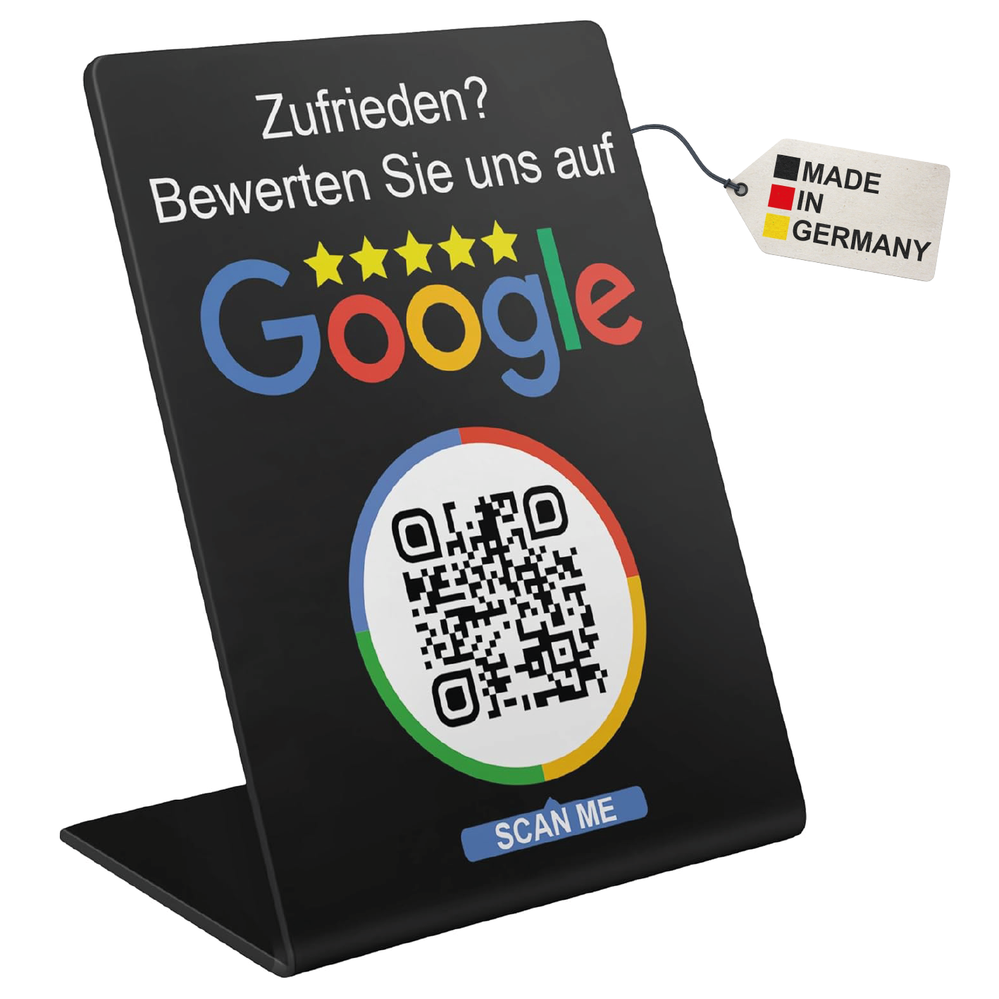 Google Bewertung Aufsteller mit QR Code und NFC für Unternehmen Läden Shops Restaurants.