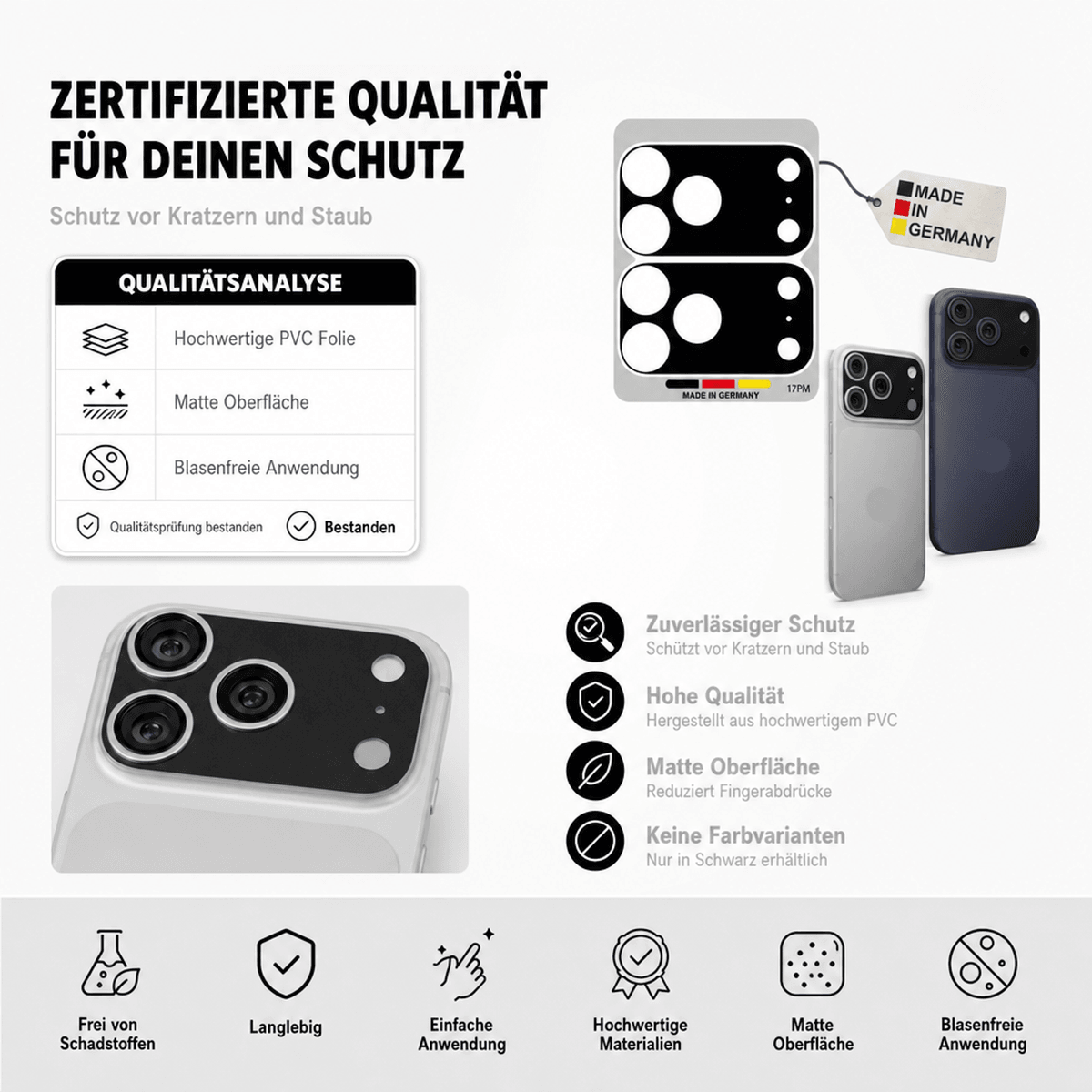 Kamera Aufkleber für iPhone 17 Pro – Schutzfolie fürs Kameraplateau – Kratzschutz & Anti-Fingerprint