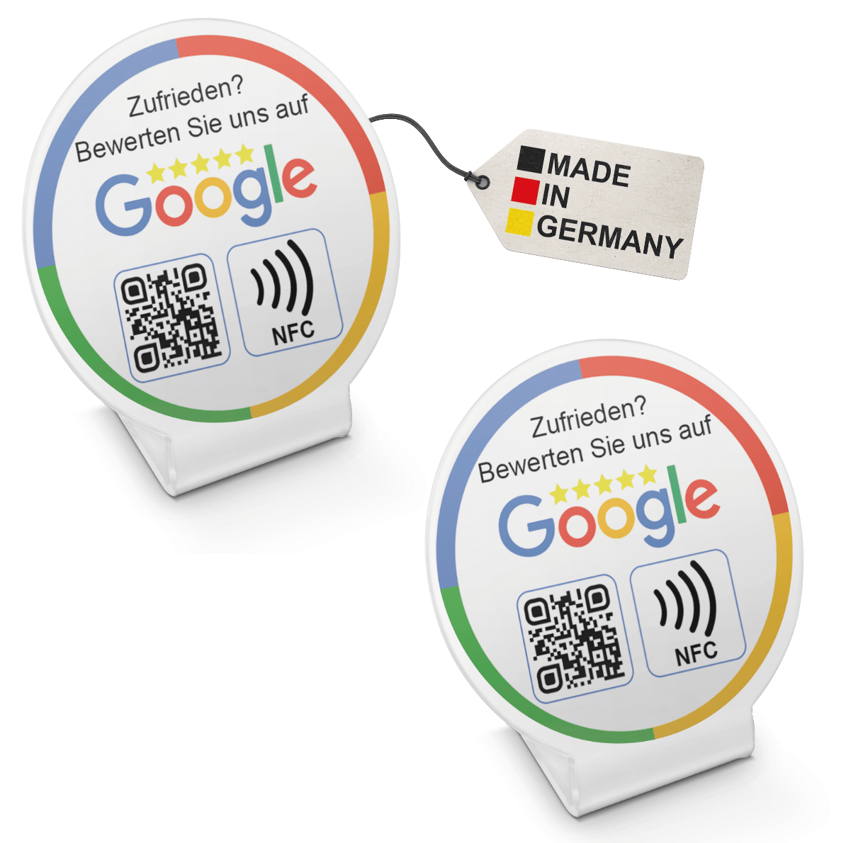 Fertig eingerichteter Acryl NFC Aufsteller für Google Bewertungen - 1 oder 2 Stück, mit QR-Code für einfache Kundenfeedback - TF Skins UG