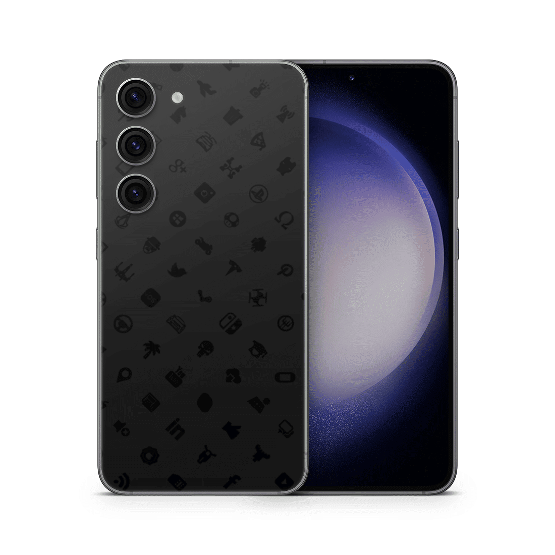 Galaxy S23 Skin Icons Black - TF Skins UG