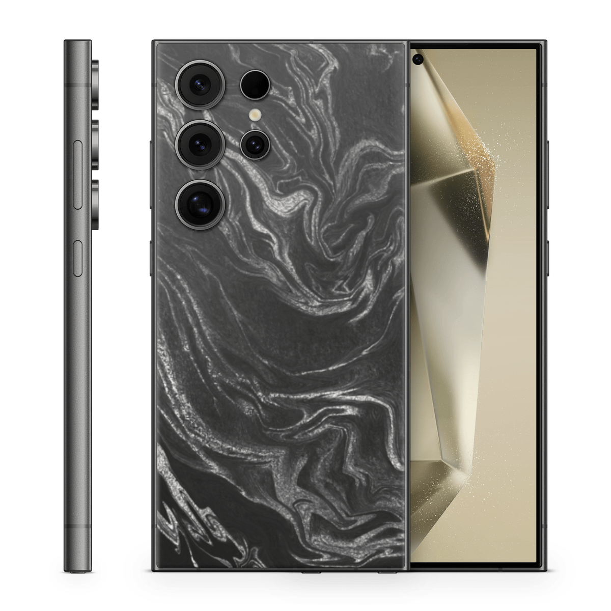 Galaxy S24 Ultra Skin Black Silver - TF Skins UG