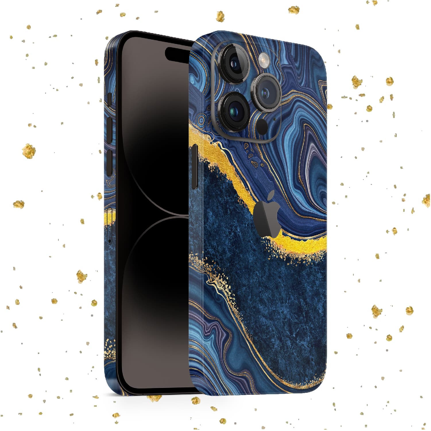 iPhone 15 Pro Max Skin mit 24K Gold Luxury Blue