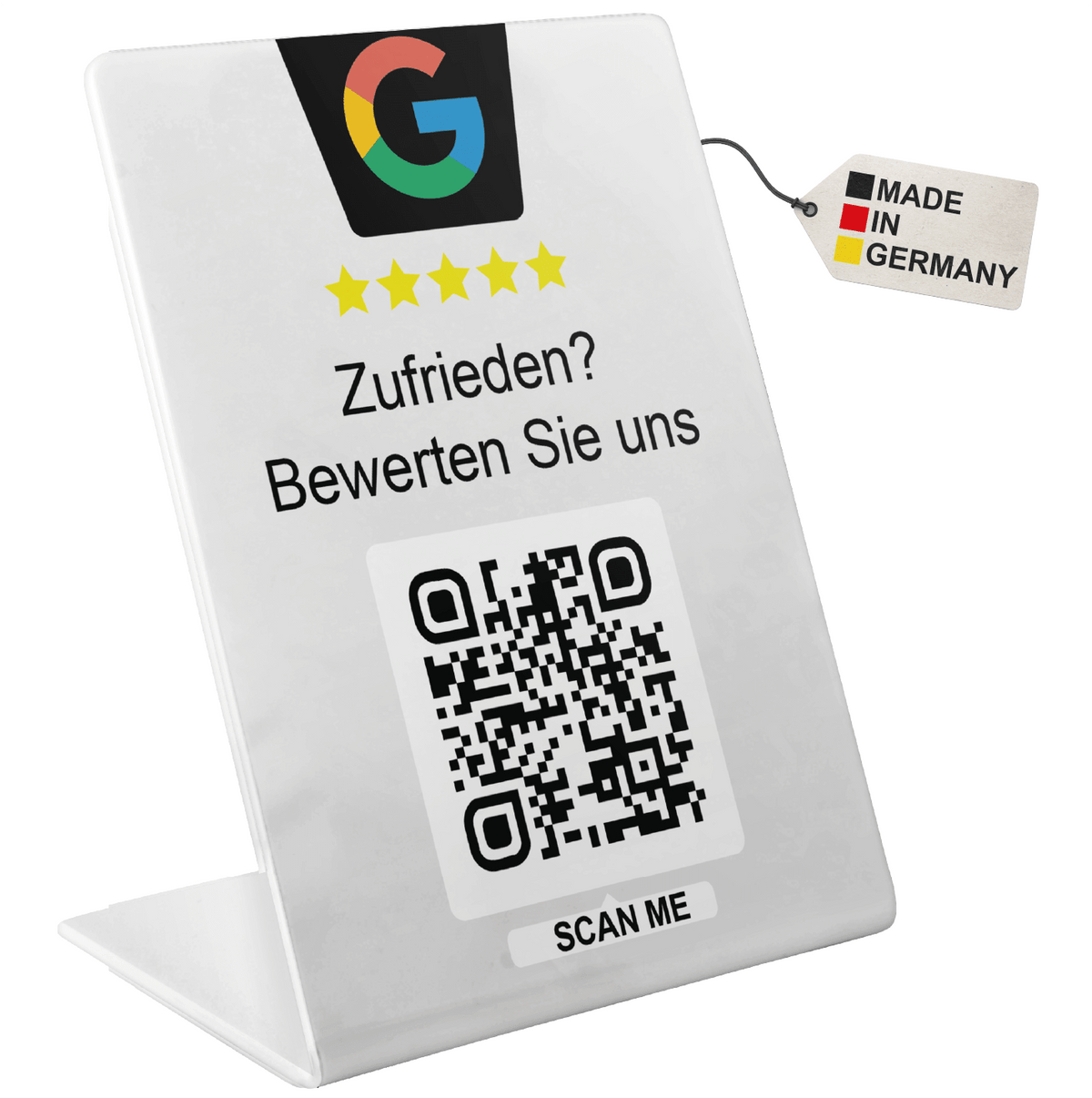 Google Bewertung Aufsteller Schild für Unternehmen Läden Shops Restaurants. QR Code und NFC V4 - TF Skins UG