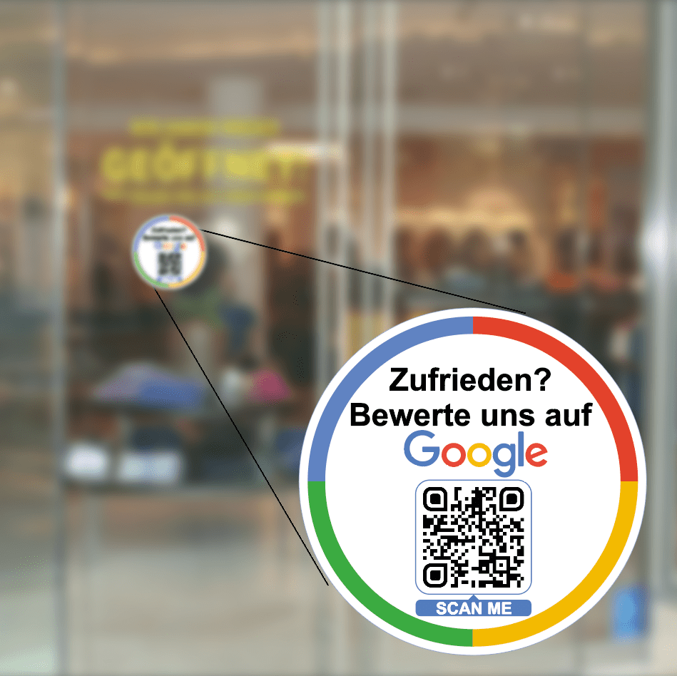 Google Bewertungs Aufkleber 4St 10cm Durchmesser mit QR Code - TF Skins UG