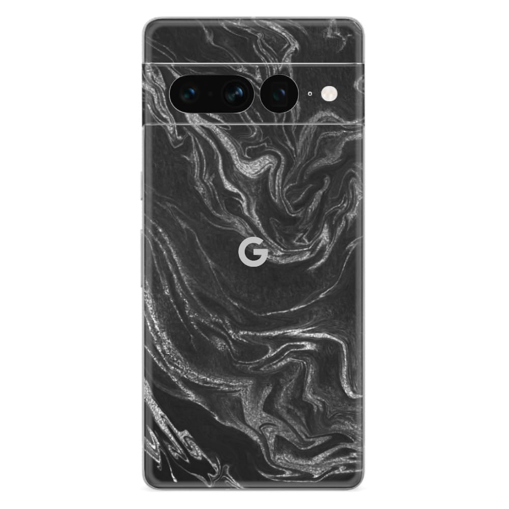 Google Pixel 7a Skin Black Silver - TF Skins UG