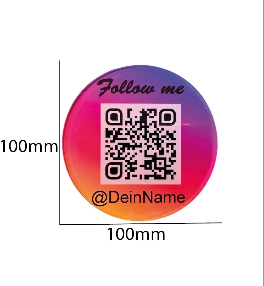 Instagram Acryl Aufsteller rund 10cm Durchmesser mit QR Code