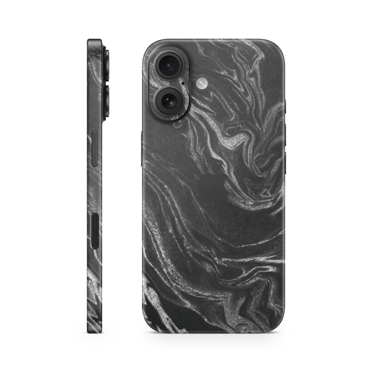 iPhone 16 Plus Skin Black Silver - TF Skins UG