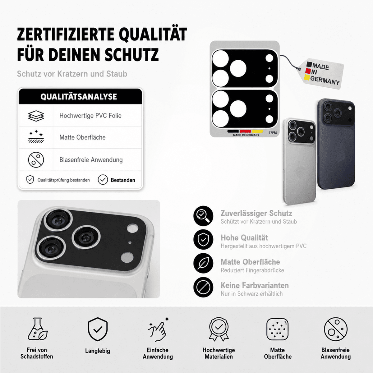 Kamera Aufkleber für iPhone 17 Pro – Schutzfolie fürs Kameraplateau – Kratzschutz & Anti-Fingerprint - TF Skins UG